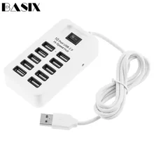 Basix USB Hub 2,0 Мульти USB 2,0 высокоскоростной разветвитель 4/7/10 портов Hab с переключателем включения/выключения адаптера для ПК Компьютерные аксессуары