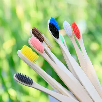 

1PCS Colorful Bamboo Toothbrush Eco-friendly Manual Toothbrush Nylon Bristle Toothbrush Adults Oral Care Toothbrush