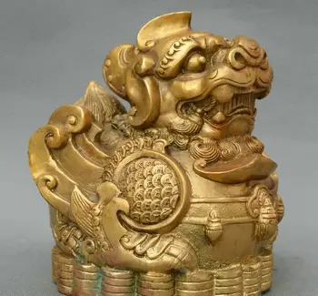 

Collect Chinese fengshui old Bronze brave troops coin pixiu auspicious Statue