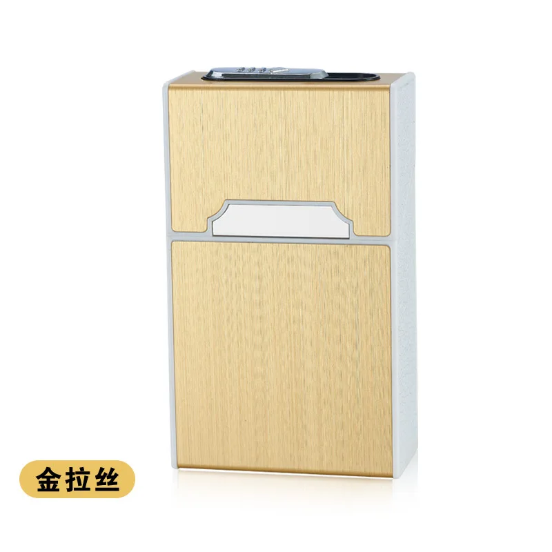 Gold Металлический чехол для сигарет, электронная USB Зажигалка, 20 шт., держатель для сигарет, электрическая плазменная дуговая зажигалка, новинка, подарки для мужчин - Цвет: Gold