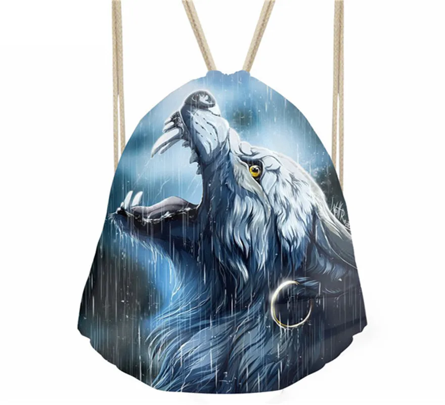 FORUDESIGNS/спортивная сумка маленькая Drawstring рюкзак сумка для тренировки йоги животных волк печати спортивная сумка для танцев на открытом воздухе
