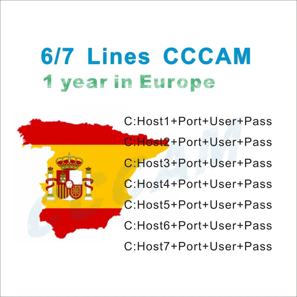 

6 / 7-wire server cccam cline satellite receiver Spain Poland Portugal Germany Europe 1 year