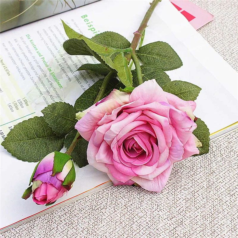 Европейский искусственный цветок 2 головы поддельные Eustoma Gradiflorus Lisianthus Рождество Свадьба Праздник декор дома - Цвет: Deep pink