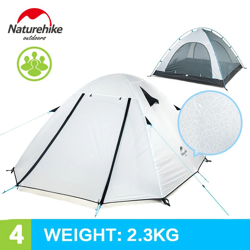 NatureHike 3-4 человек кемпинг палатка двухслойный алюминиевый стержень 3 сезона Открытый Туризм Путешествия играть непромокаемый тент - Цвет: P4 White