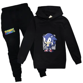 

Winter Clothes Sets Halloween for Kids Fashion Sonic The Hedgehog Cartoon Hoodies+Pants Girls Clothing Cute Print Sports Suit