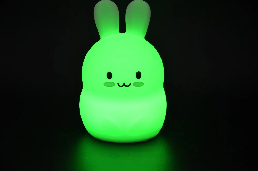 Cute Cartoon Rabbit LED Night Light Rechargeable Touch Sensor Remote Control Colorful Silicone Bedroom Table Lamp for Kids Baby (31)