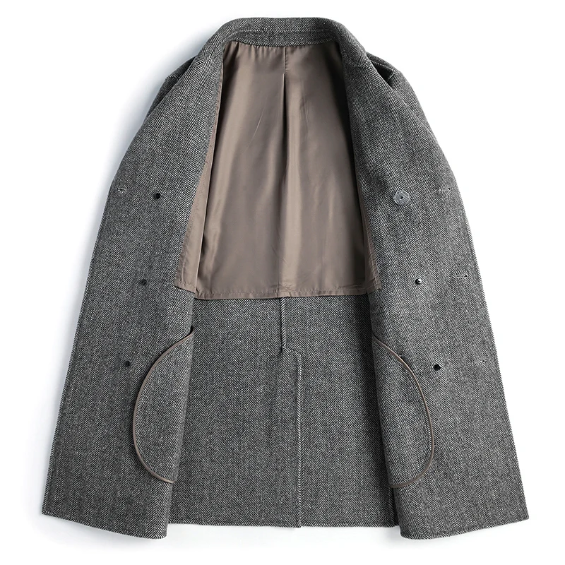 100% Wool Coat Long Jacket Men Spring Autumn Double Breasted Mens Coats and Jackets Abrigo Hombre 2020 9910 KJ4296