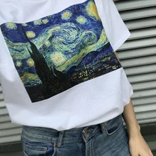 Vincent Van Gogh Harajuku эстетические футболки Женская масляная живопись Ullzang забавная футболка 90s Винтажная футболка модные футболки женские