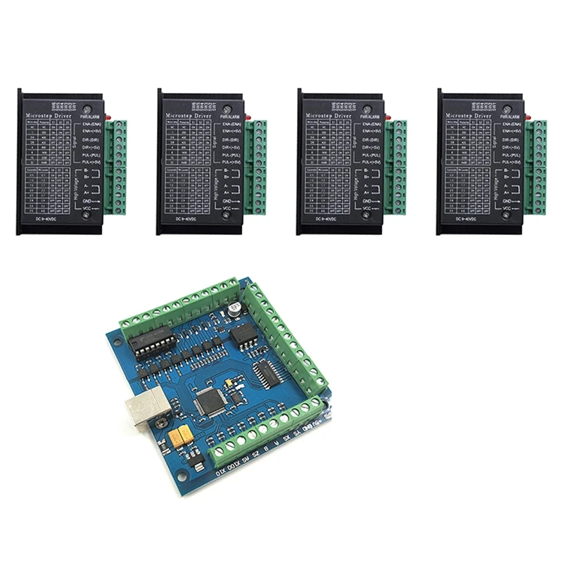 

4 Axis MACH3 Motion Controller Card Breakout USB CNC Control Card 4Pcs TB6600 Stepper Motor Driver