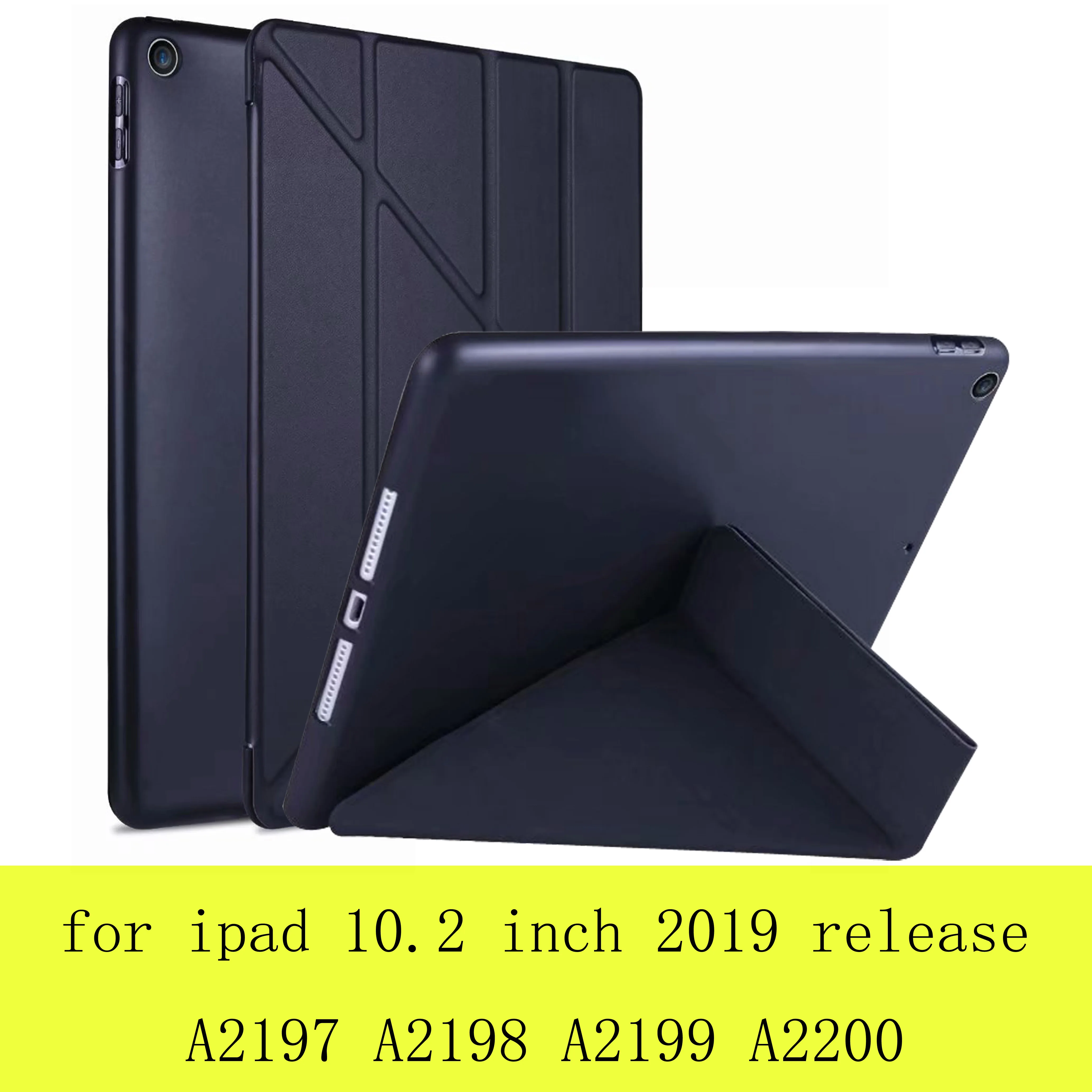 Чехол для ipad 9,7 10,2 6-го 7-го поколения Air 3 2 1 из искусственной кожи Smart Auto Sleep Wake Cover Pro 10,5 дюймов TPU силиконовый чехол - Цвет: black-BX-FW-10.2