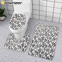 2/3 pçs tapete do banheiro conjunto de flanela de paralelepípedos anti deslizamento chuveiro tapetes toliet tapete lateral wc tampa decoração da casa