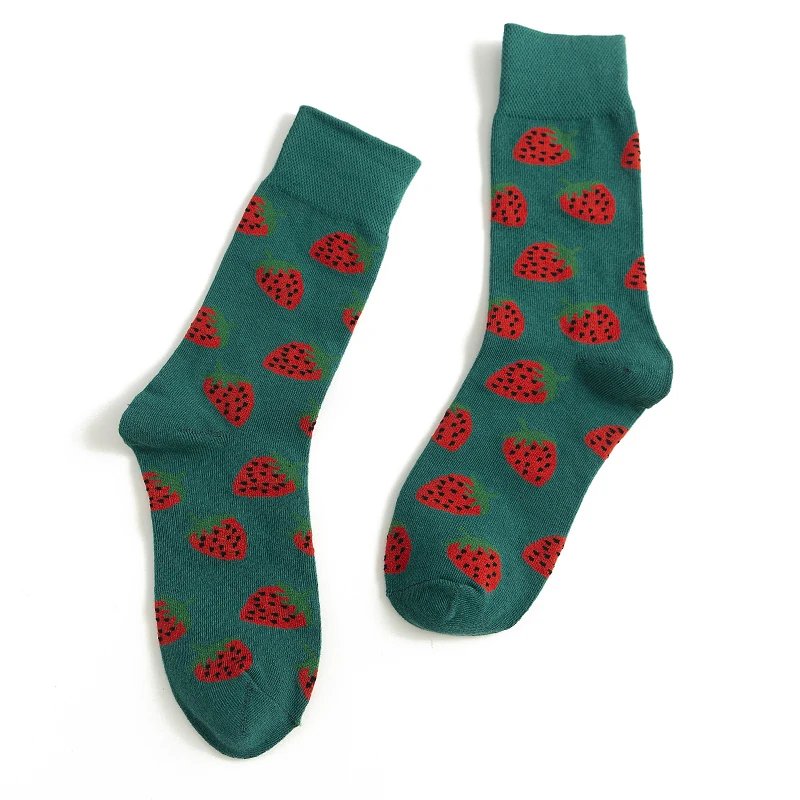 Новинка; женские носки из японского хлопка с разноцветными рисунками; милые забавные носки с бананом и авокадо; Рождественский подарок - Цвет: green