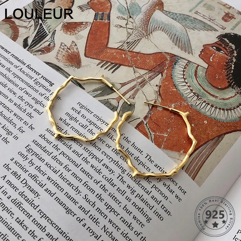 

LouLeur 925 Sterling Silver Big Hoop Earrings Elegant Nordic Style Minimalist Circle Earrings For Women Fine Jewelry 2020 New