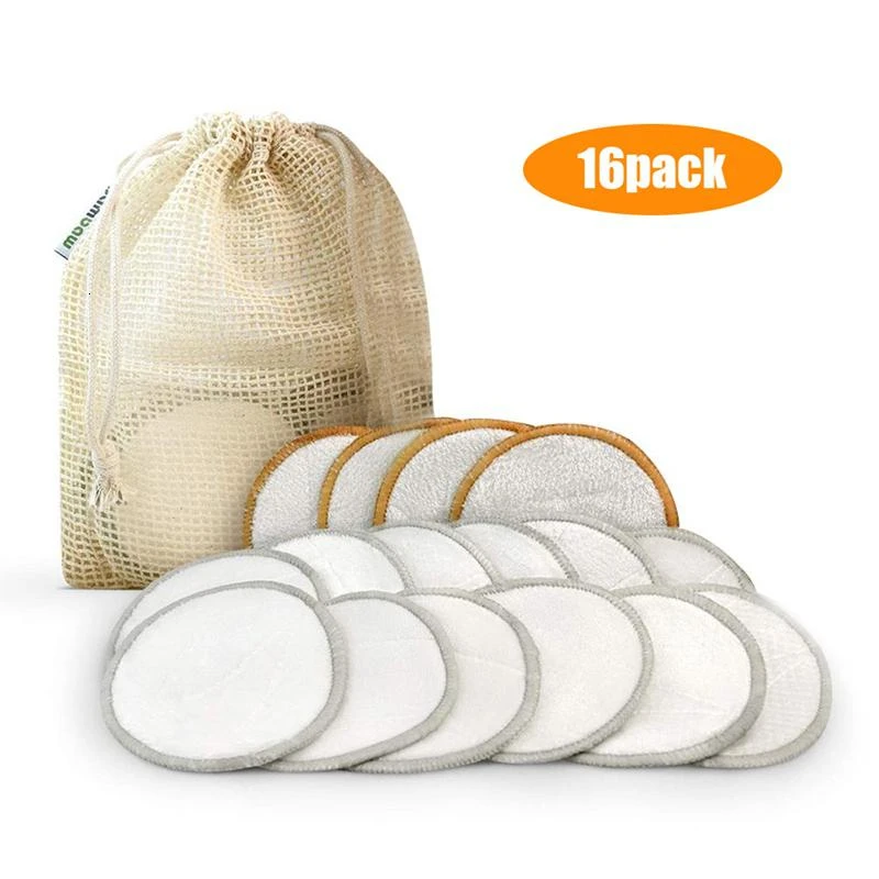 

16pcs Reusable Bamboo Cotton Pads Makeup Remover Washable Facial Cleansing Microfiber Makeup Remover For Skin Daily Cosmetics