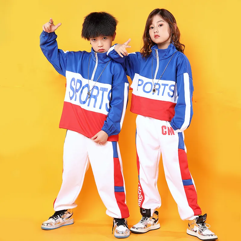 Kids Cool Hip Hop Clothing Stand Collar Jacket Coat Pullover Top Running Causal Pants for Girls Boys Jazz Dance Costumes Clothes (13)
