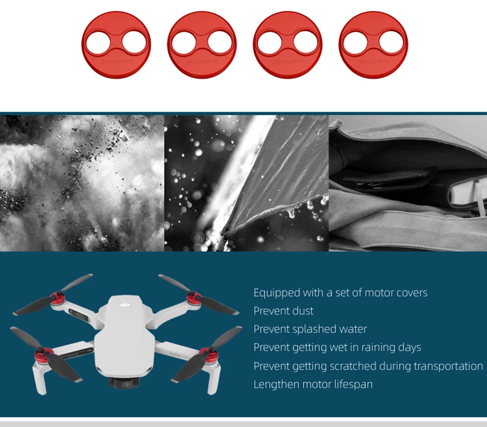 1 комплект, светильник, крышка для двигателя, крышка для DJI Mavic, мини-Дрон, двигатель, защита от пыли, водонепроницаемый, защита двигателя, алюминиевый светильник