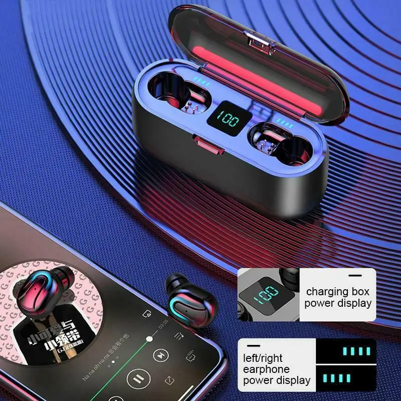 Bluetooth 5 0 Headset TWS Wireless Earphones Mini Stereo Music Gaming Earbuds LED Display Earphone Waterproof 2019