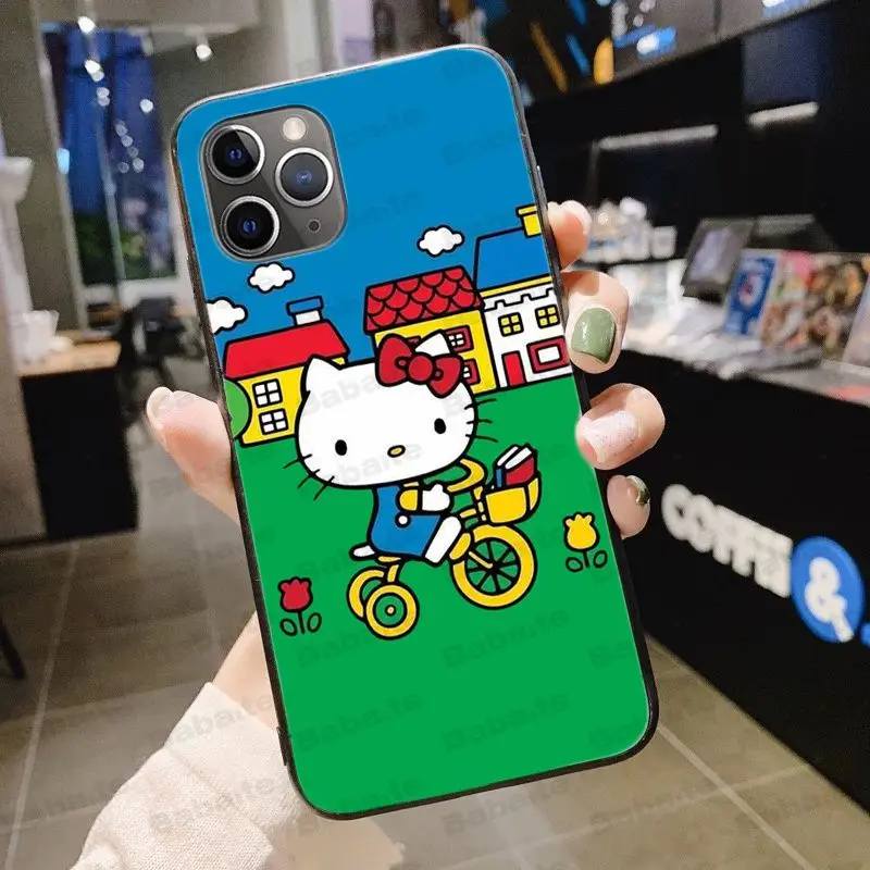 Hello kitty черный мягкий чехол для телефона из ТПУ чехол для iPhone X XS MAX 6 6s 11pro 7plus 8Plus 5S SE XR чехол