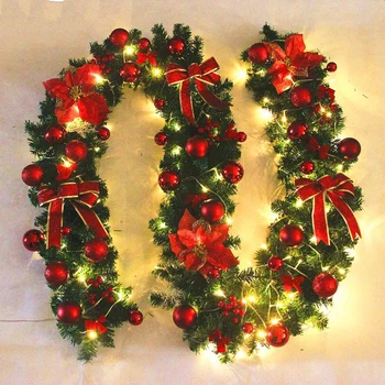 

2.7M Wedding Decorated Light Up Wreath Garland Xmas Decor Fireplace Tree DIY Garland Christmas Decorations For Home Battery Powe