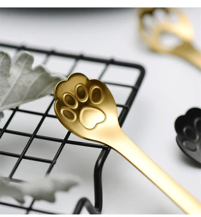 Creative Stainless Steel Stirring Coffee Tea Spoon Cat Dog Claw Dessert Spoon Coffee Accessories Flatware Gifts Drinking Tools