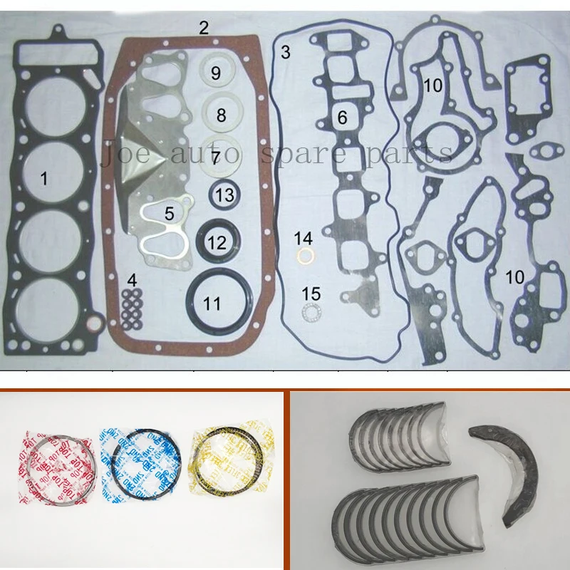 22R 22RE Full gasket set kit crankshaft connecting rod bearing piston