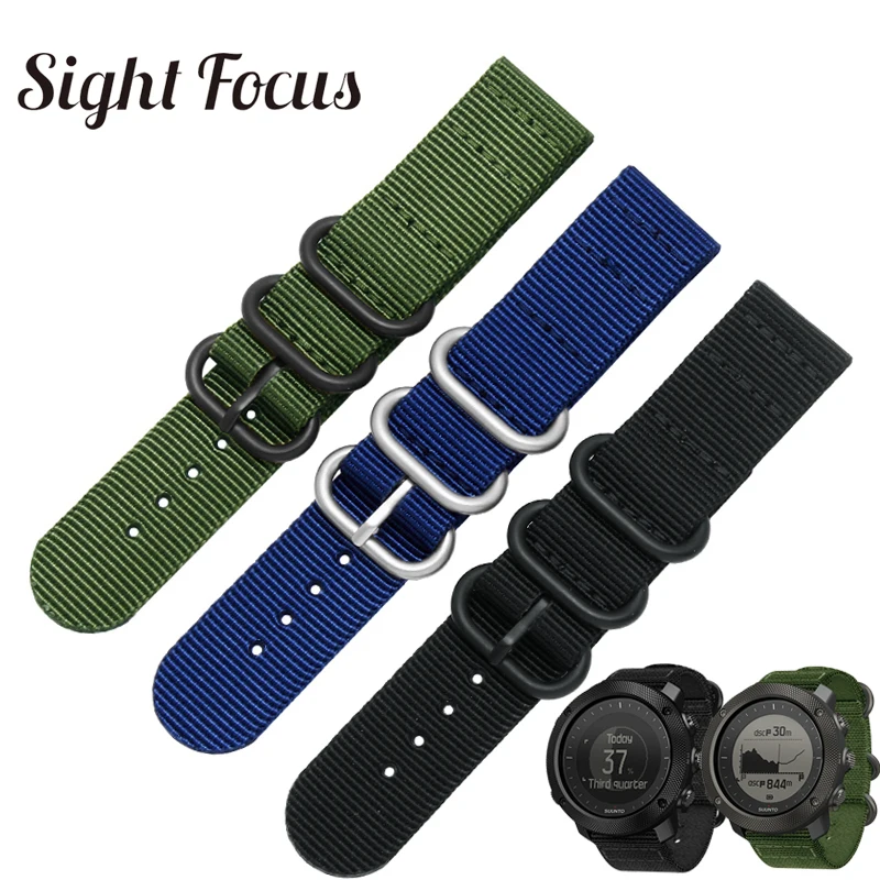 SIGHT FOCUS Nylon Watch Strap For Suunto Traverse Alpha Band Black Army Green 18MM 20MM 22MM 24MM Zulu Nato Stripe | Наручные часы