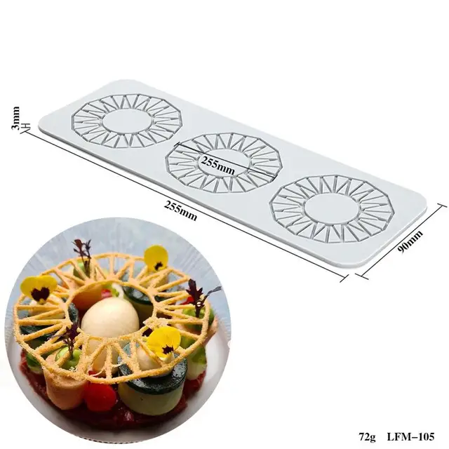 New Leaf Flower Ring Round Fondant Lace Mat Chocolate Mold DIY Baking Decoration Molecular Cuisine Printing Silicone Mold Style 8