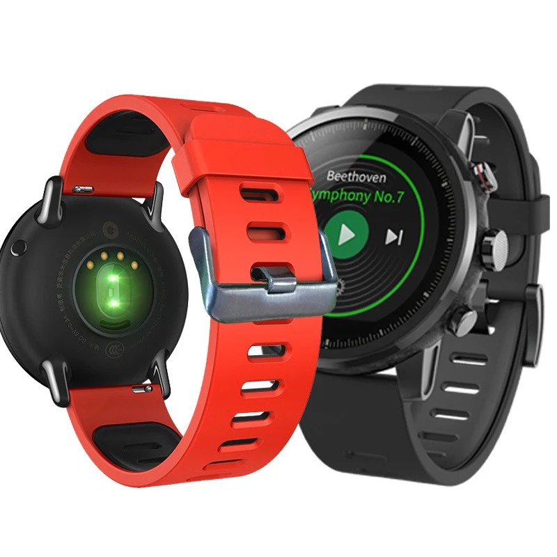 Спортивный ремешок для Huami Amazfit Pace Stratos 3 2 2S Аксессуары для умных часов Силиконовый Браслет ремешок для Amazfit GTR 47 мм ремешок