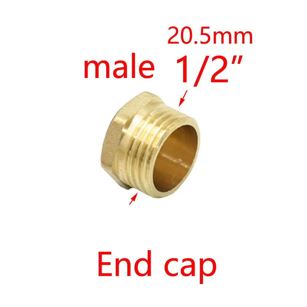 Brass 1/2" 3/4" 1" 1.2" 1.5" 2" Male Female Thread Connector Tee Elbow Repair End Cover Tube Connector Copper Plumbing Adapter