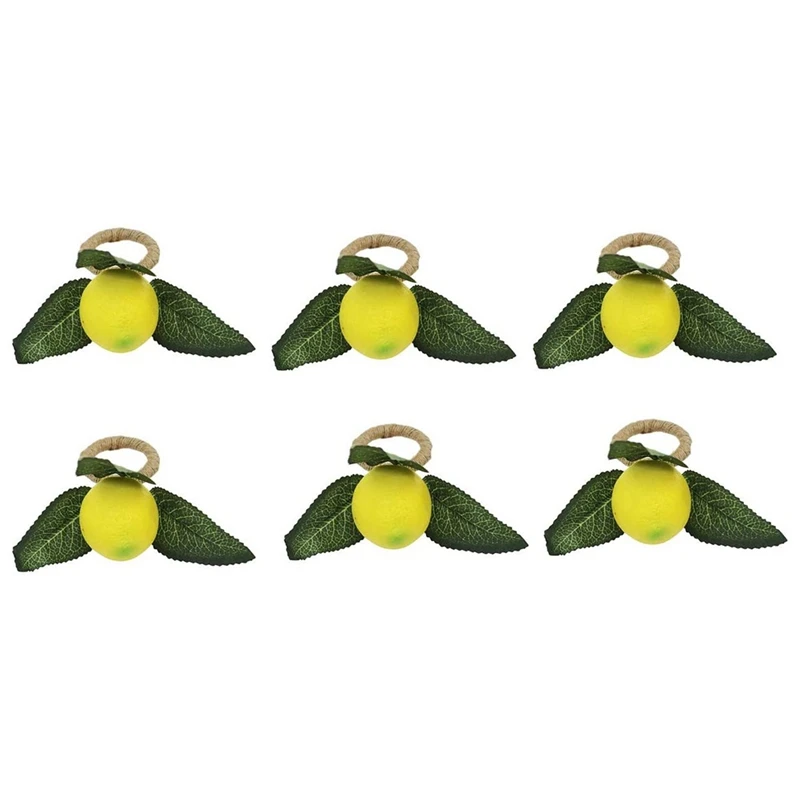 

Napkin Rings Set of 6,Decorative Lemon Vine Leaf Napkin Rings, Dinning Table Setting Yellow Napkin Buckle Napkin Holders