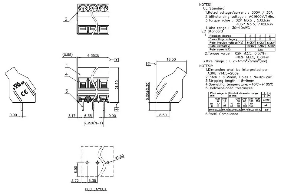 KF635 6,35 мм 2PIN PCB Универсальный Винтовые клеммы DG636 KF635-6.35-2P SPT 5/2-6,35-1714955 PHOENIX CONTACT YANNIU