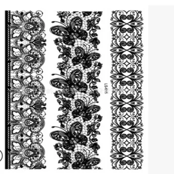 

Sexy Black Lace Temporary Tattoo Stickers Waterproof Body Art Geometric Fake Tattoos Universal Beauty Decal
