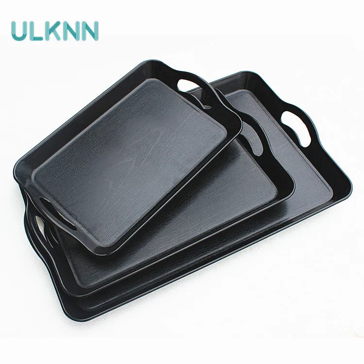 

New PS Dinner Plates with Handle Silver Serving Tray Party Wedding Bar Hotel Buffet Tray Cake Fruit Plate for Home Decoration