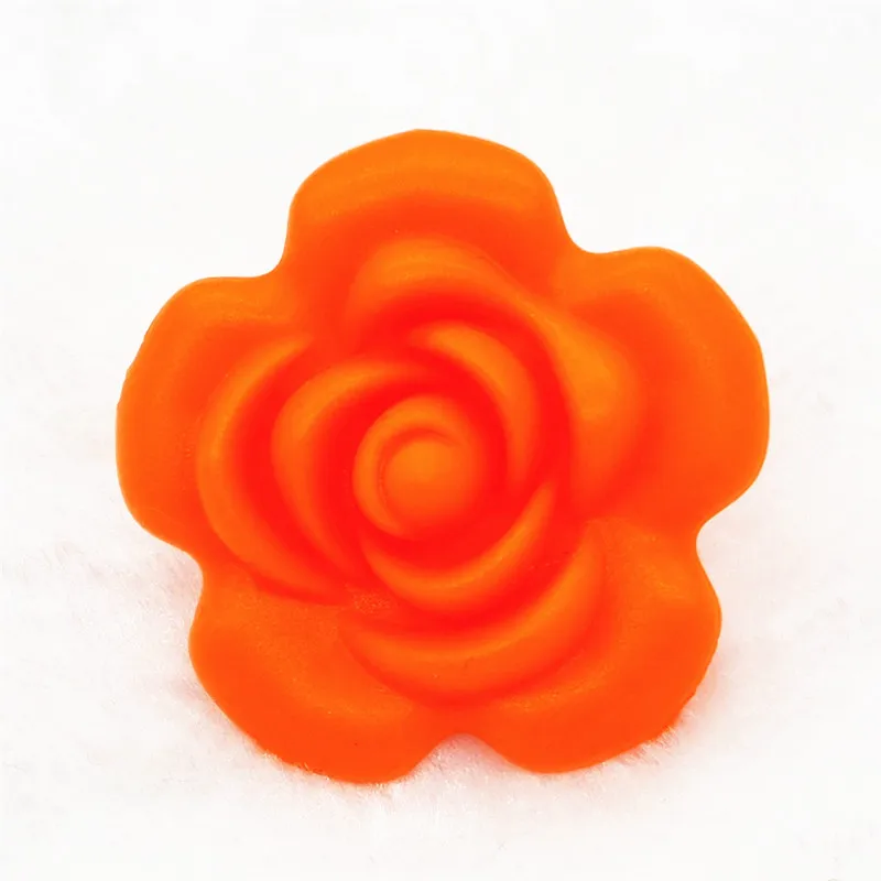 Orange Chenkai 50 шт. силиконовый цветок розы Прорезыватель бусины Сделай Сам ручной работы детская соска пустышка Жевательная Ювелирная подвеска сенсорная игрушка - Цвет: Orange