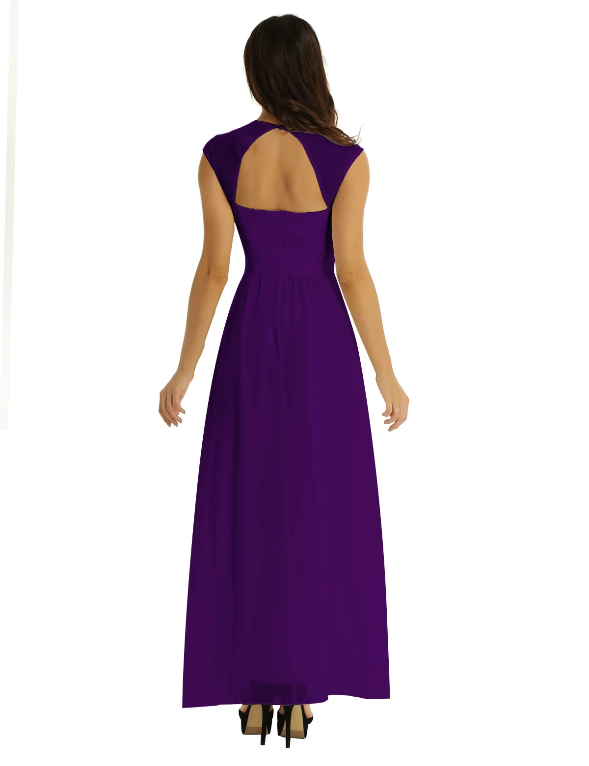 Elegant Women Bridesmaid Dresses Women Fahion Deep V-neck Sleeveless Long Chiffon Wedding Party Formal Occasion Gowns Dress