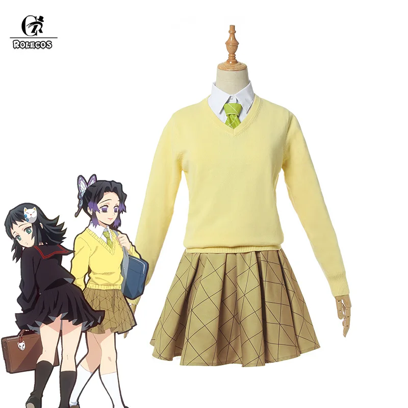 ROLECOS Demon Slayer Kimetsu no Yaiba костюм для косплея Shinobu Kochou Косплей школьный Acedemy женщин