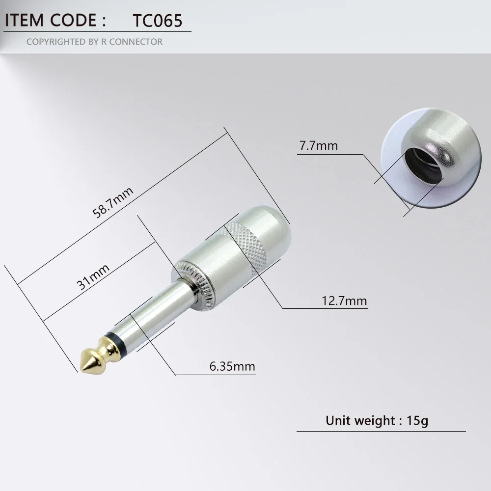 1/4 Inch Mono/Stereo Jack 6.35mm Male Plug Wire Connector Guitar Effect Pedal Microphone 6.3MM Plug Audio Connector 10pcs/lot wire connector,electrical connectors,electrical connector,cable connector