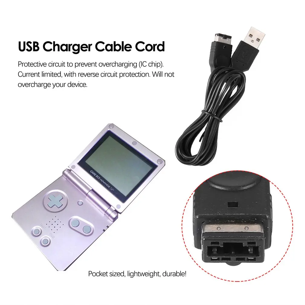 1 шт., 1,2 м, черный usb кабель для зарядки, совместимый с/SP/GBA/GameBoy/nintendo/DS/для NDS
