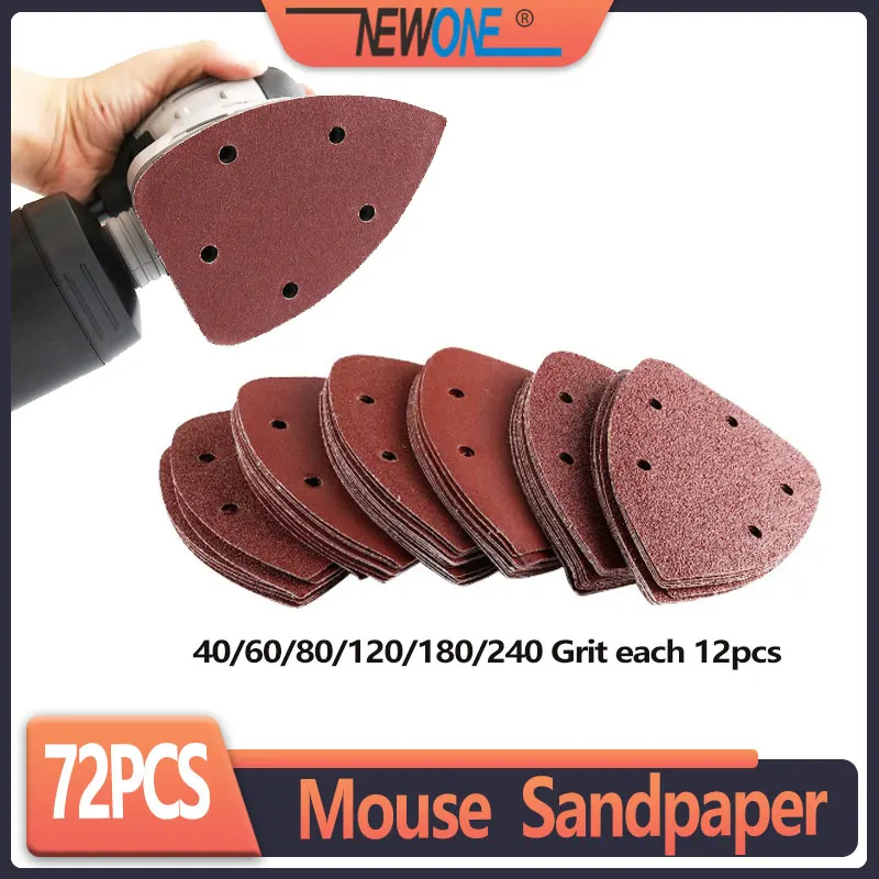 72 Pcs 140mm Mouse Detail Sander Sandpaper Sander Pads Sanding Sheets