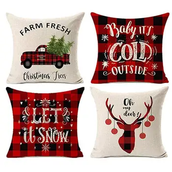 

Christmas Decorations Pillow CoversFarmhouse Decor Throw Pillow Cases Retro Truck Cushion Cover