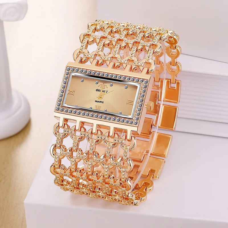 

New Ladies Watches Luxury Alloy Diamond Ultra-thin Square Mesh Belt Hollow-Carved Design Simple Digital Women Clock relogio