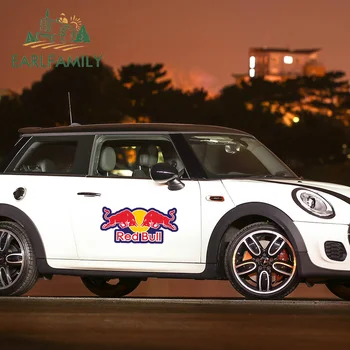 

EARLFAMILY 58cm x 27cm Funny Big Car Stickers Waterproof Car Door Protector Decals for Red of BUll Graphics Trunk Hood Decor