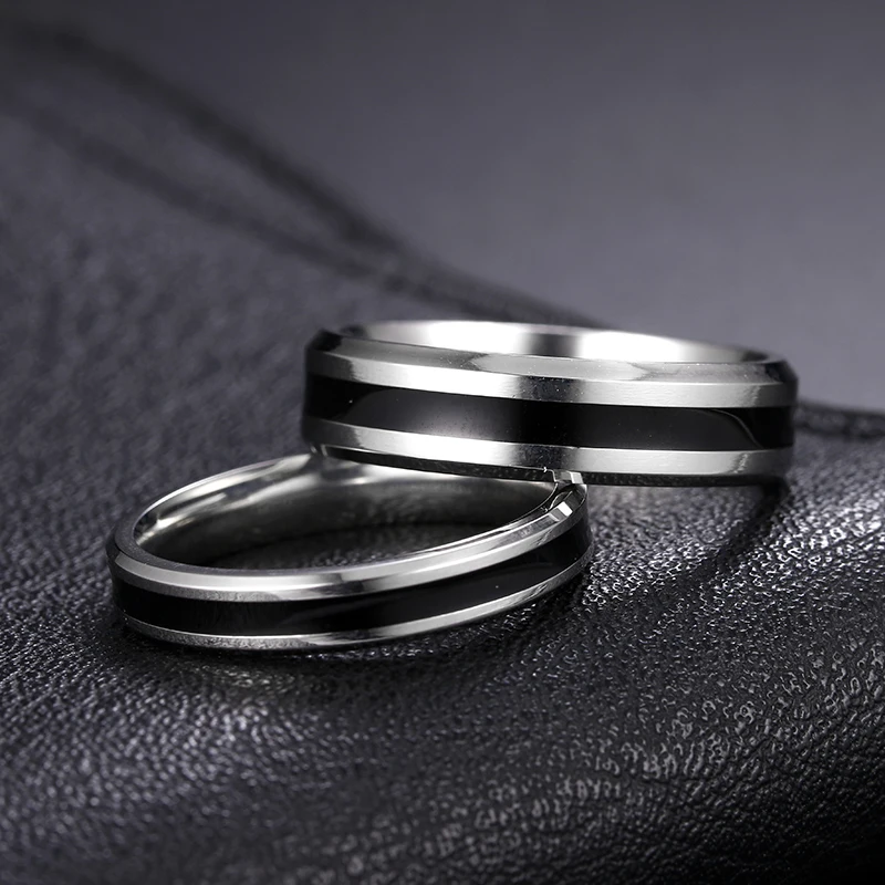 Stainless Steel Couple Wedding Rings Anniversary Gift