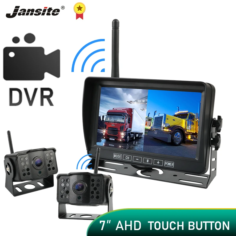 7'' Split Front+Rear View DVR Recording IPS Monitor+AHD Camera For VAN Truck 32G 