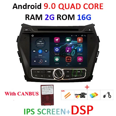 4G+ 64G 8 CORE 2 Din android 9,0 автомобильный dvd-плеер gps для hyundai IX45 Santa fe 2013 автомобильный радиоприемник Multiemdia obd2 dvr DAB ips DSP - Цвет: 2G 16G IPS DSP CAN