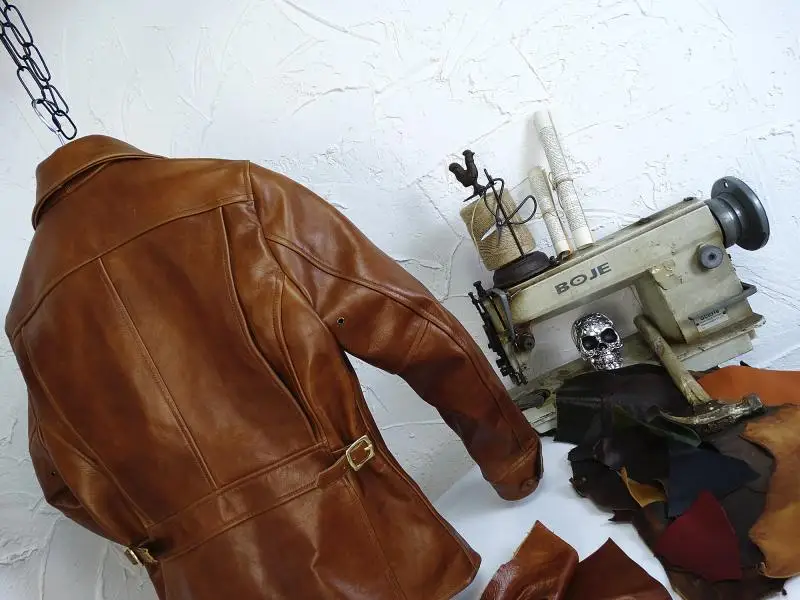 Батик пятно продажи в убыток для Helix Rider медведь японский верхний слой воловьей кожи Восстановление древней Калифорнии коричневая куртка