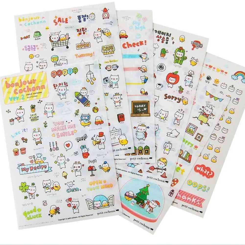6 Sheet Cartoon Pig Transparent Calendar Diary Book Sticker Scrapbook Decoration For Notebook Motorcycle Computer Mobile Phone afbeelding