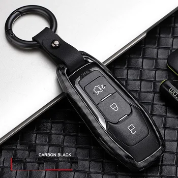 

Carbon Fiber Alloy Car Key Case Cover For Ford Fusion Mondeo Mustang F-150 Explorer Edge 2015 2016 2017 2018 Fob Shell bag
