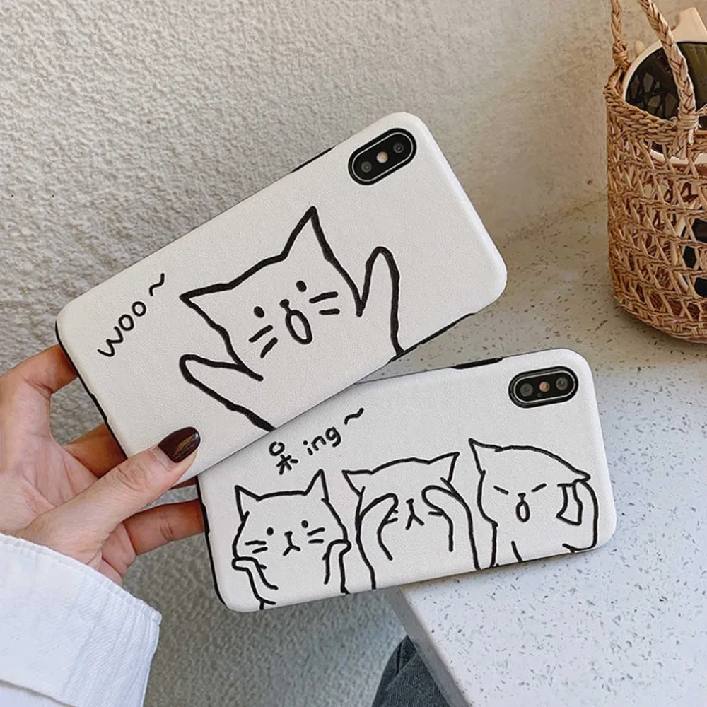 卡通蚕桑纹猫咪手机壳 4