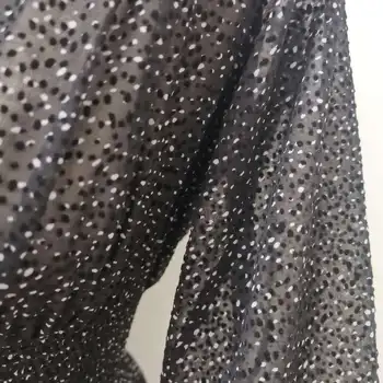 

2020 Early Autumn Women's Midi Dress Polka Dot Lace Trim V-neck Long Sleeve Robes